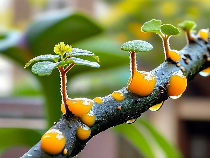 How to spot sooty mold starting on money tree stems from pest honeydew